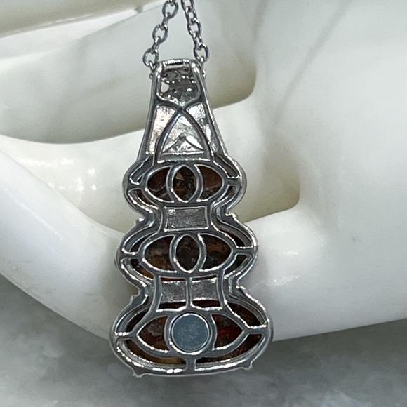 Matrix Fire Opal Trilogy Copper with Magnet Pendant 20” Necklace - Picture 8 of 11